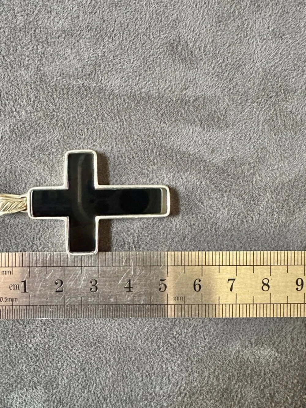 David Yurman Large Chevron Cross Pendant w/ Black Onyx